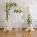 5-Tier 43in Height Silver Crystal Flower Stand for for Wedding(Round Base), alternate view 6