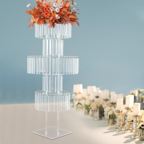 5-Tier 43in Height Silver Crystal Flower Stand for for Wedding(Square Base), alternate view 2