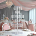 5-Tier Acrylic Chandelier Flower Stand with Hanging Crystals - 39" Tall Clear Table Centerpiece Display Tower in