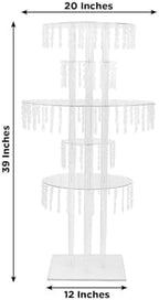 5-Tier Acrylic Chandelier Flower Stand with Hanging Crystals - 39" Tall Clear Table Centerpiece Display Tower in, alternate