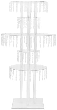 5-Tier Acrylic Chandelier Flower Stand with Hanging Crystals - 39" Tall Clear Table Centerpiece Display Tower in, alternate