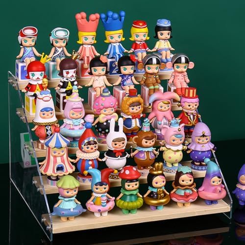 5 Tier Acrylic Wooden Display Stand, Clear Acrylic Display Riser Shelf Wood Tiered Display Shelf Rack Step, alternate view 7