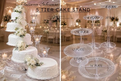 5 Tier Cascade Wedding Cake Stand (Style 5A) in clear, alternate view 2