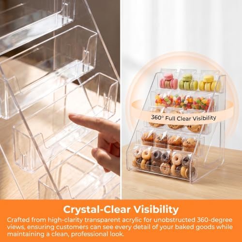 5-Tier Clear Acrylic Cookie Display Stand, Rectangular Shelves, Clear Tiered Dessert Stand for Bakers Vendors, alternate view