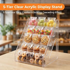 5-Tier Clear Acrylic Cookie Display Stand, Rectangular Shelves, Clear Tiered Dessert Stand for Bakers Vendors, alternate view