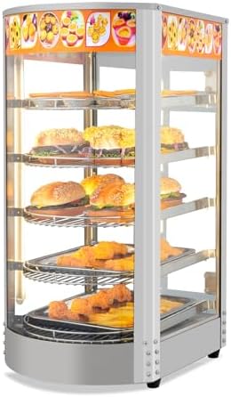 5-Tier Commercial Food Warmer Pizza Warmer Countertop, Food Warmer Display with LED Lighting Removable Shelves