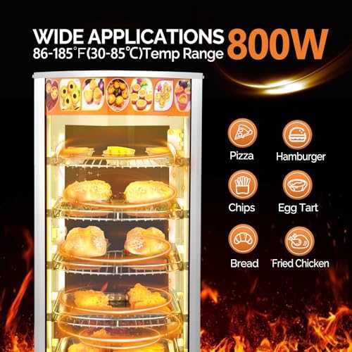 5-Tier Commercial Food Warmer Pizza Warmer Countertop, Food Warmer Display with LED Lighting Removable Shelves, alternate