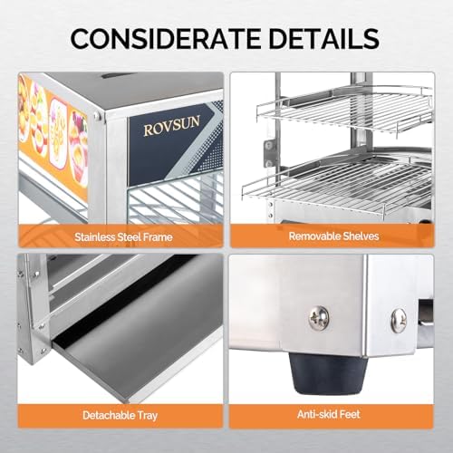 5-Tier Commercial Food Warmer Pizza Warmer Countertop, Food Warmer Display with LED Lighting Removable Shelves, alternate