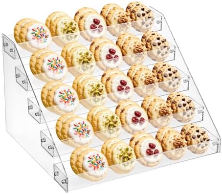 5 Tier Cookie Display Stand, Acrylic Display Riser for Donut Macaron Cupcake Dessert, Tiered Baked Goods Stand