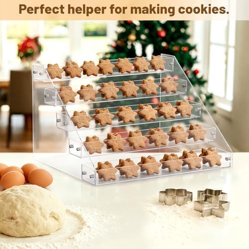 5 Tier Cookie Display Stand, Acrylic Display Riser for Donut Macaron Cupcake Dessert, Tiered Baked Goods Stand, alternate