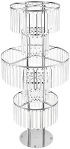 5 Tier Crystal Flower Stand, 2pcs Wedding Silver Vases Centerpieces with Hanging Crystals, Round Chandelier, alternate view 3