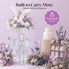 5 Tier Crystal Flower Stand, 2pcs Wedding Silver Vases Centerpieces with Hanging Crystals, Round Chandelier, alternate view 6
