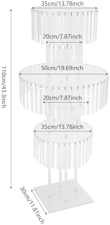 5-Tier Crystal Flower Stand Centerpiece 43.3" Tall, 1PC, Clear in Clear, 1pc, Square Base, alternate view 3