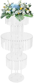 5-Tier Crystal Flower Stand Centerpiece 43.3" Tall, Clear in Clear, 1pc, Round Base