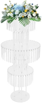 5-Tier Crystal Flower Stand Centerpiece 43.3" Tall, Clear in Clear, 1pc, Round Base