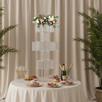 5-Tier Crystal Flower Stand Centerpiece 43.3" Tall, Clear in Clear, 1pc, Round Base, alternate view 6
