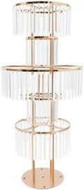 5-Tier Crystal Flower Stand for Wedding Centerpieces, 43.3" Tall Crystal Flower Vase w/ Hanging Acrylic Crystals