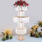5-Tier Crystal Flower Stand for Wedding Centerpieces, 43.3" Tall Crystal Flower Vase w/ Hanging Acrylic Crystals, alternate