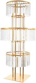 5-Tier Crystal Flower Stand for Wedding Centerpieces, 43.3" Tall Crystal Flower Vase w/ Hanging Acrylic Crystals