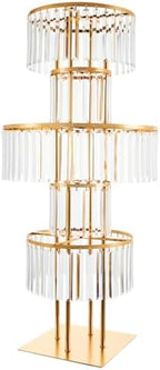 5-Tier Crystal Flower Stand for Wedding Centerpieces, 43.3" Tall Crystal Flower Vase w/ Hanging Acrylic Crystals