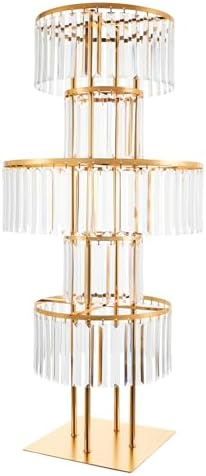 5-Tier Crystal Flower Stand for Wedding Centerpieces, 43.3" Tall Crystal Flower Vase w/ Hanging Acrylic Crystals