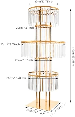 5-Tier Crystal Flower Stand for Wedding Centerpieces, 43.3" Tall Crystal Flower Vase w/ Hanging Acrylic Crystals, alternate