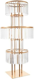 5 Tier Crystal Flower Stand Set of 2, Gold Wedding Centerpiece in Gold