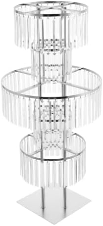 5 Tier Crystal Flower Stand Set of 2, Silver Wedding Centerpiece in Silver