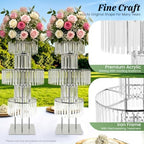 5 Tier Crystal Flower Stand Set of 2, Silver Wedding Centerpiece in Silver, alternate view 6