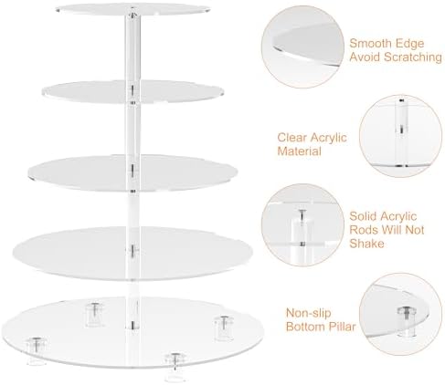 5 Tier Cupcake Holder, Clear Round Cupcake Tower, Acrylic Cupcake Stand, Cupcake Display Stand for Party, alternate view 5