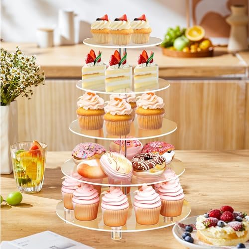5 Tier Cupcake Holder, Clear Round Cupcake Tower, Acrylic Cupcake Stand, Cupcake Display Stand for Party, alternate view 7