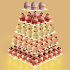5 Tier Cupcake Stand, Clear Tiered Cupcake Tower with String Lights, Large Square Cupcake Holder Dessert Display