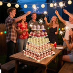 5 Tier Cupcake Stand, Clear Tiered Cupcake Tower with String Lights, Large Square Cupcake Holder Dessert Display, alternate