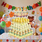 5 Tier Cupcake Stand, Clear Tiered Cupcake Tower with String Lights, Large Square Cupcake Holder Dessert Display, alternate