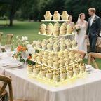 5 Tier Cupcake Stand, Clear Tiered Cupcake Tower with String Lights, Large Square Cupcake Holder Dessert Display, alternate