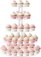 5 Tier Cupcake Stand for 50 Cupcakes, Round Cupcake Tower, Large Acrylic Cupcake Display Stand, Clear Cupcakes