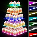 5 Tier Cupcake Stand with Rechargeable Light, LED Acrylic Cupcake Tower in clear