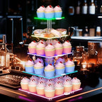 5 Tier Cupcake Stand with Rechargeable Light, LED Acrylic Cupcake Tower in clear, alternate view 2