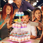5 Tier Cupcake Stand with Rechargeable Light, LED Acrylic Cupcake Tower in clear, alternate view 6