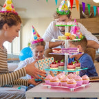 5 Tier Cupcake Stand with Rechargeable Light, LED Acrylic Cupcake Tower in clear, alternate view 7