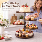 5 Tier Cupcake Tower Stand for 70 Cupcakes, Rotating Dessert Display in Natural Wood, alternate view 2