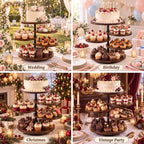 5 Tier Cupcake Tower Stand for 70 Cupcakes, Rotating Dessert Display in Natural Wood, alternate view 7