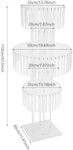 5-Tier Flower Stand, 43.3in Tall Clear Geometric Centerpiece Display with Crystal Pendants, Ice Curtain Crystal, alternate
