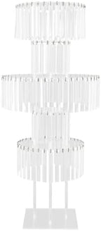 5-Tier Flower Stand, 43.3in Tall Clear Geometric Centerpiece Display with Crystal Pendants, Ice Curtain Crystal, alternate