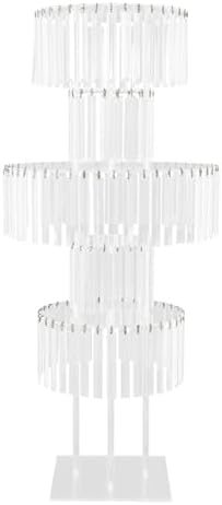 5-Tier Flower Stand, 43.3in Tall Clear Geometric Centerpiece Display with Crystal Pendants, Ice Curtain Crystal, alternate