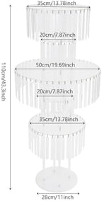 5-Tier Flower Stand, 43.3in Tall Clear Geometric Centerpiece Display with Crystal Pendants, Ice Curtain Crystal, alternate