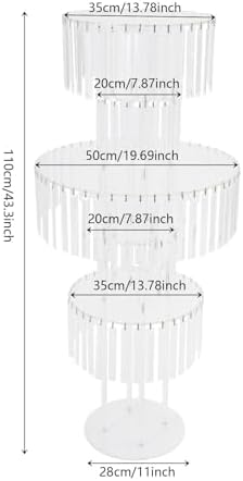 5-Tier Flower Stand, 43.3in Tall Clear Geometric Centerpiece Display with Crystal Pendants, Ice Curtain Crystal, alternate