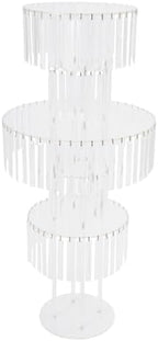 5-Tier Flower Stand, 43.3in Tall Clear Geometric Centerpiece Display with Crystal Pendants, Ice Curtain Crystal, alternate