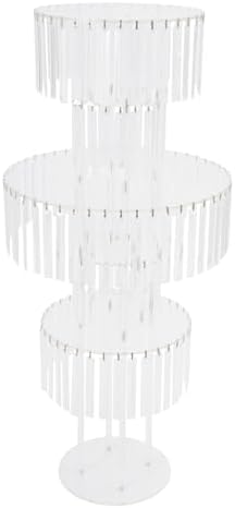 5-Tier Flower Stand, 43.3in Tall Clear Geometric Centerpiece Display with Crystal Pendants, Ice Curtain Crystal, alternate