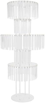 5-Tier Flower Stand, 43.3in Tall Clear Geometric Centerpiece Display with Crystal Pendants, Ice Curtain Crystal, alternate
